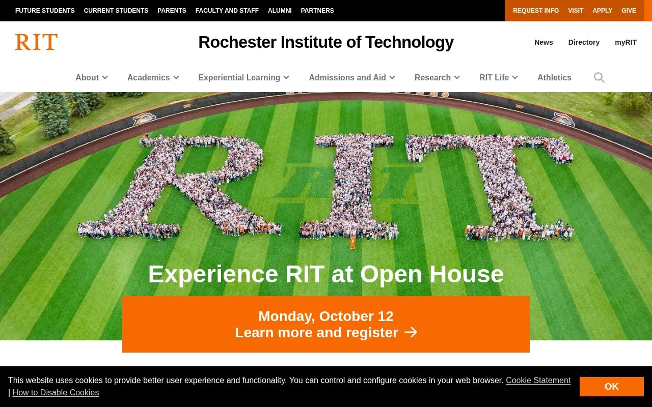Rochester Institute of Technology homepage screenshot