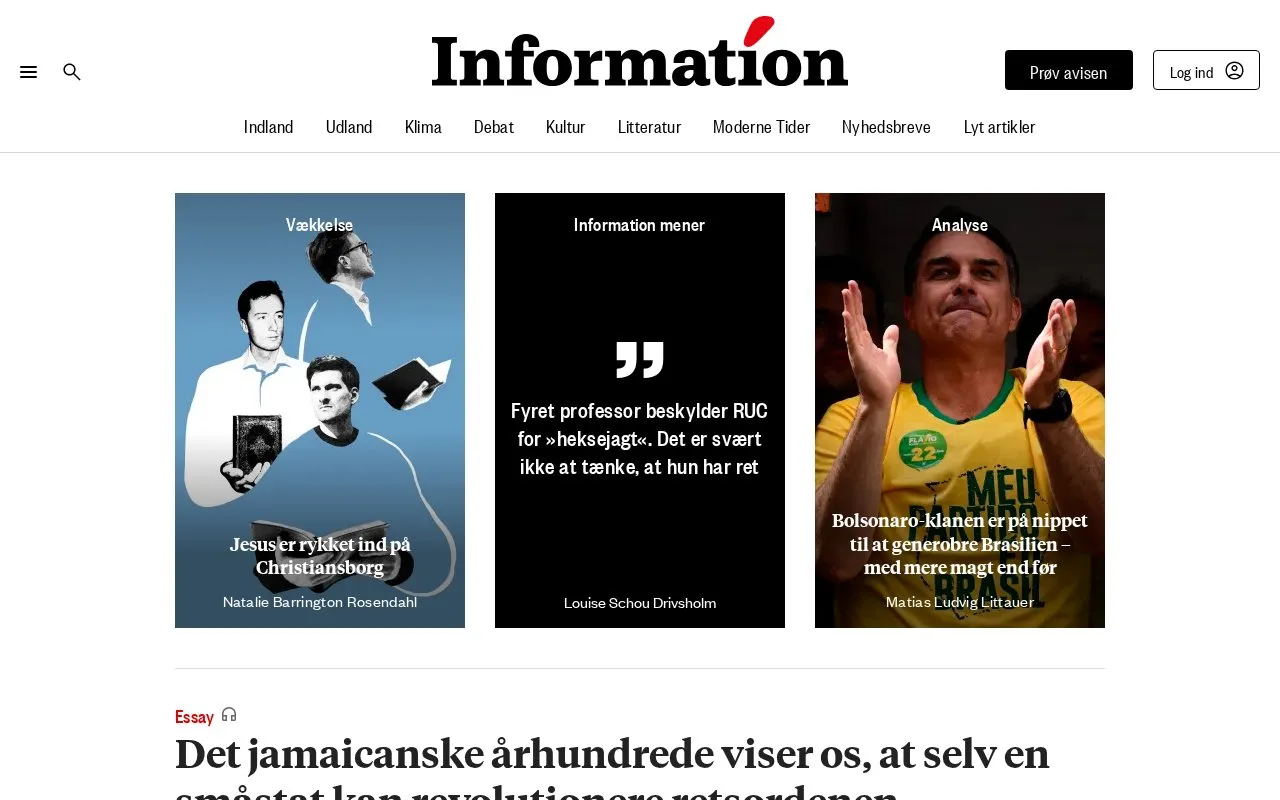 Dagbladet Information homepage screenshot