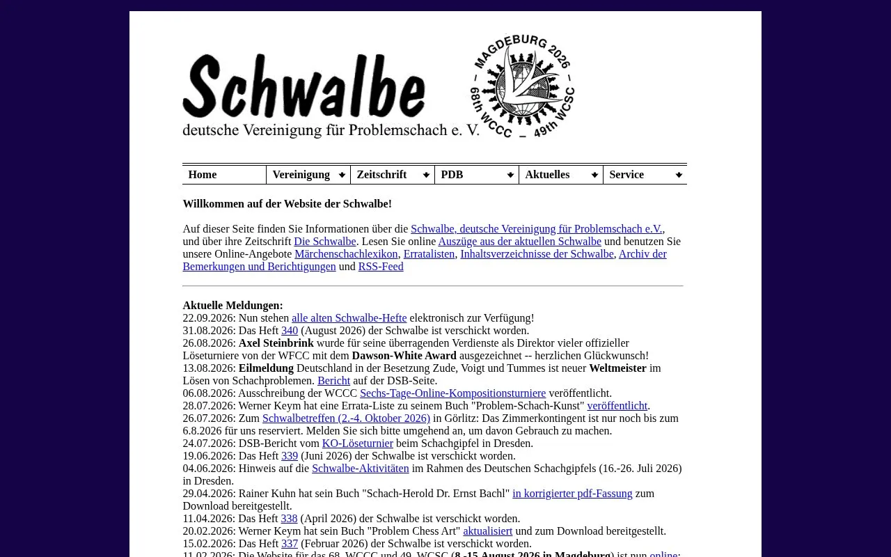 Die Schwalbe homepage screenshot