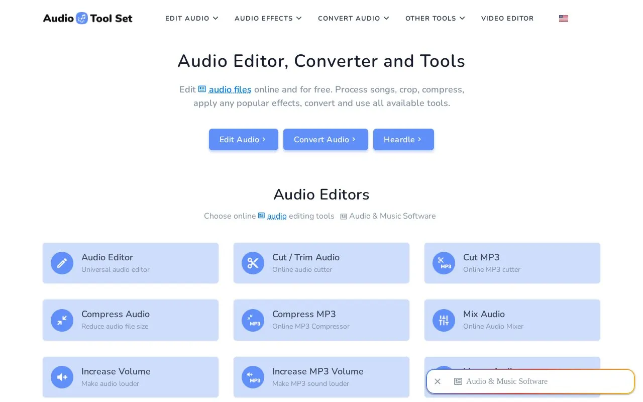 AudioToolSet homepage screenshot