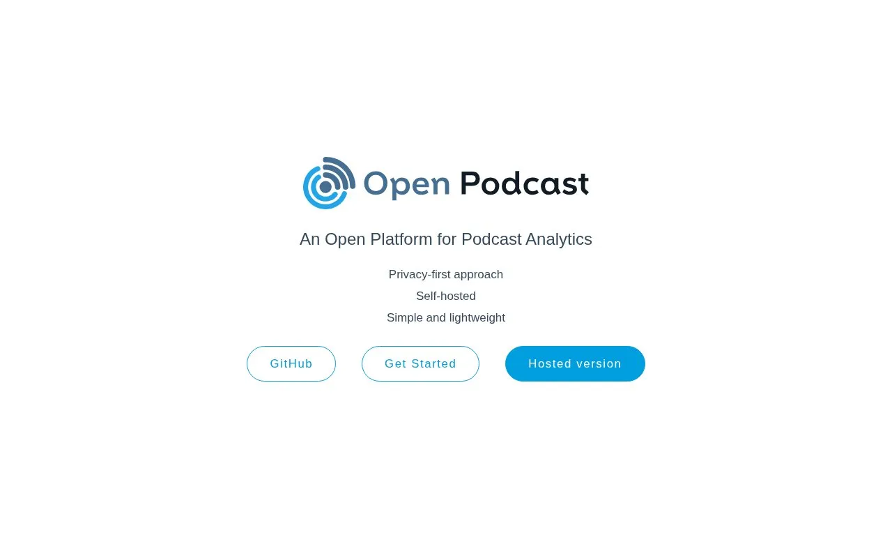 OpenPodcast homepage screenshot