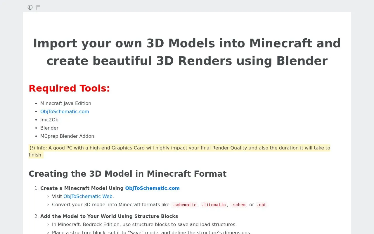 Custom-MC-Render-Cweeper homepage screenshot