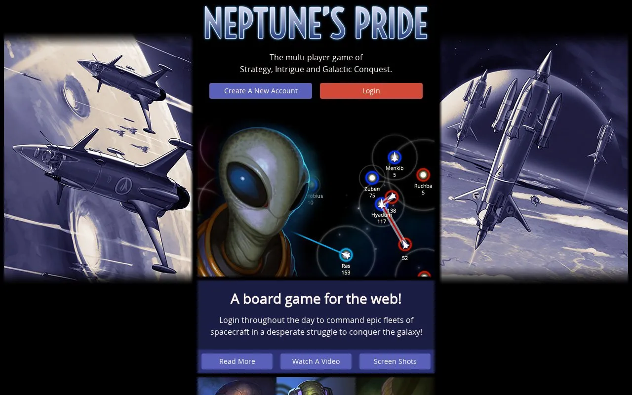 Neptune's Pride homepage screenshot