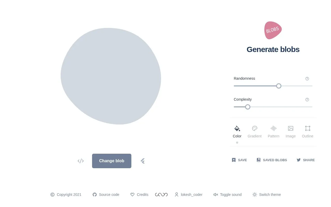Blobs homepage screenshot