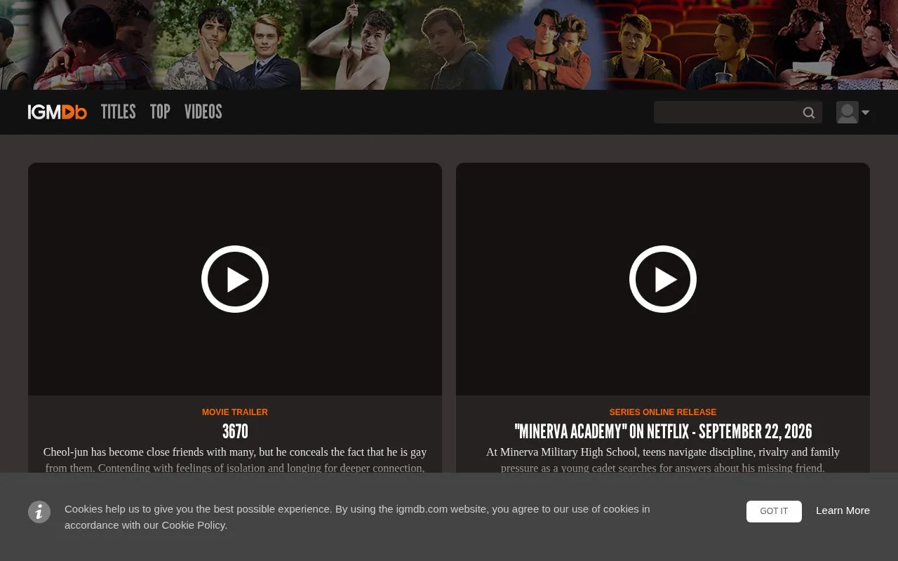IGMDB homepage screenshot