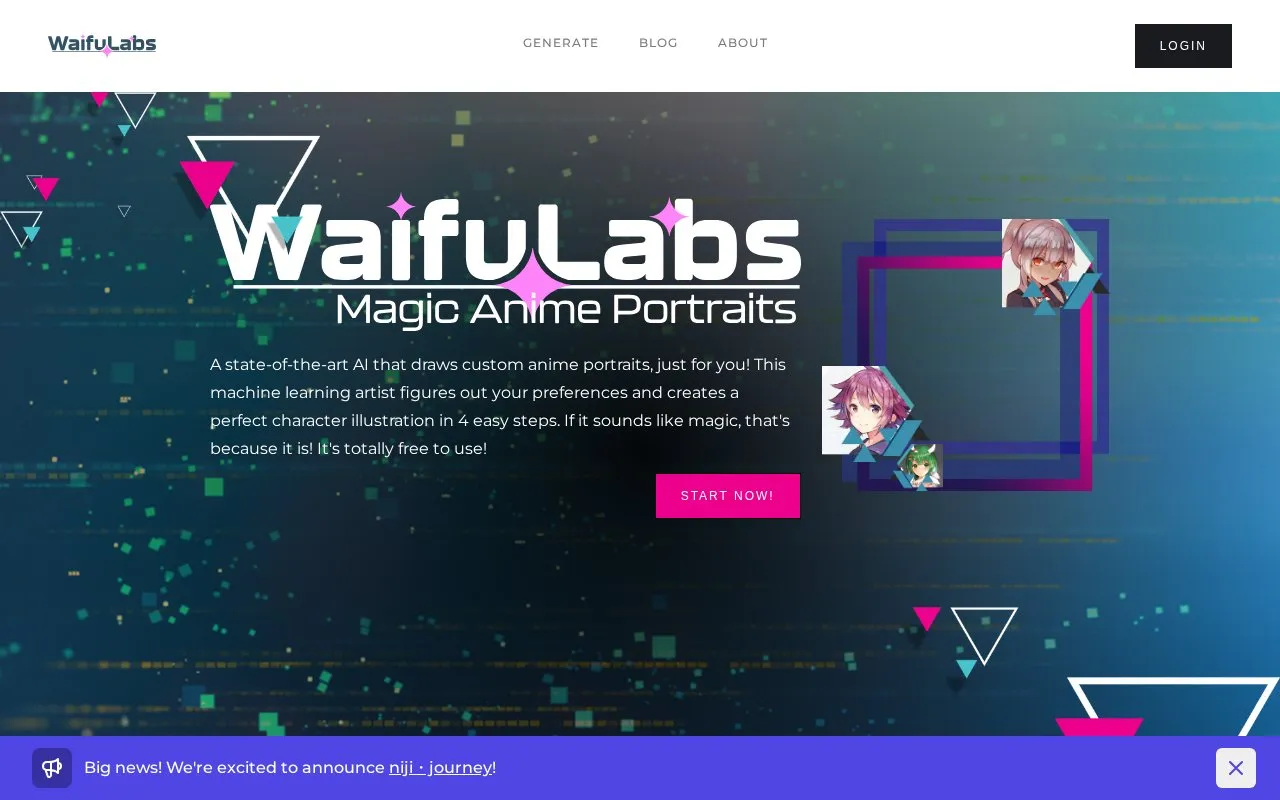 Waifu Labs homepage screenshot