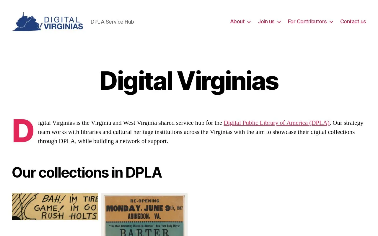 Digital Virginias homepage screenshot