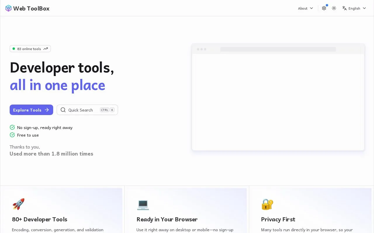 Web ToolBox homepage screenshot