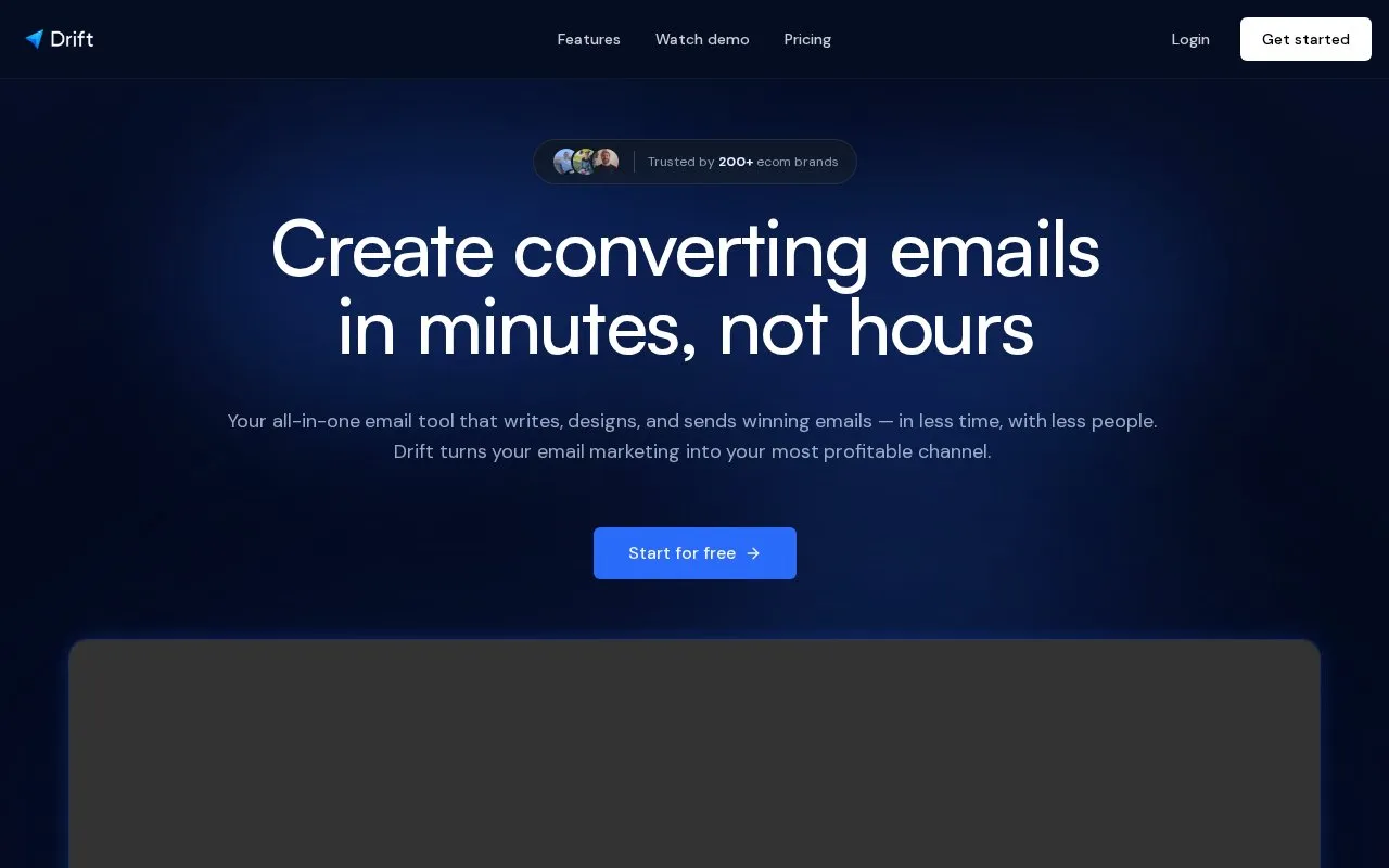 Drift homepage screenshot