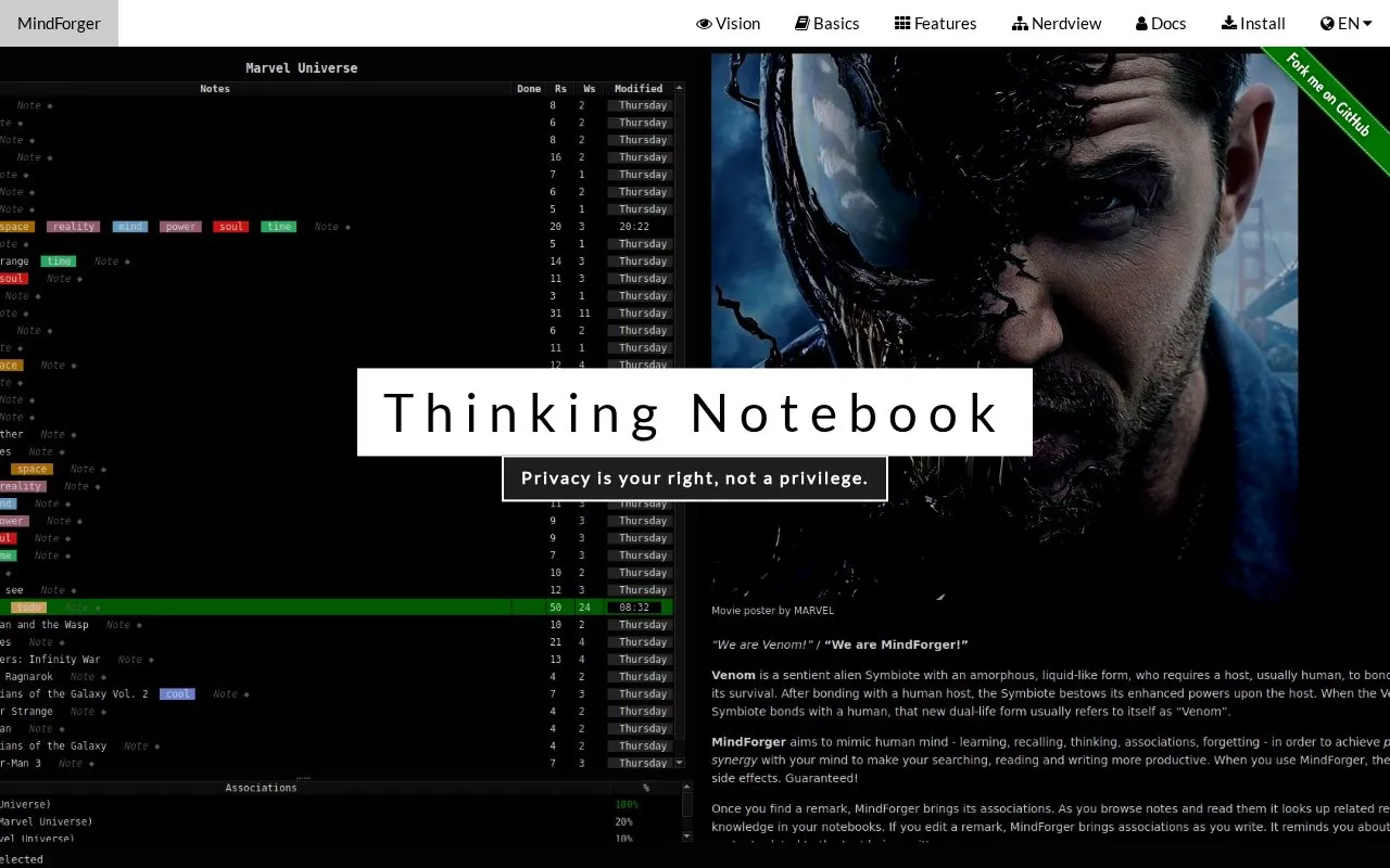 MindForger homepage screenshot