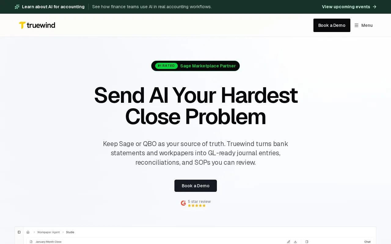 Truewind homepage screenshot