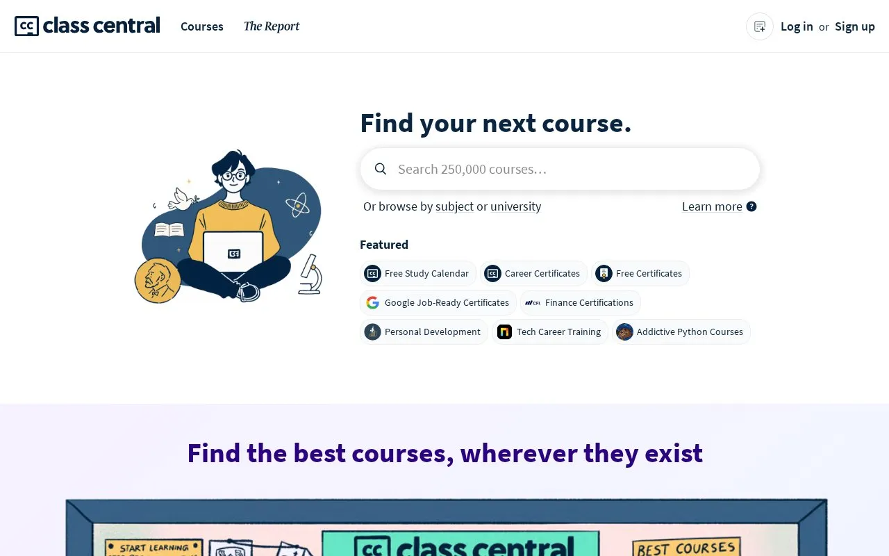 Class Central homepage screenshot