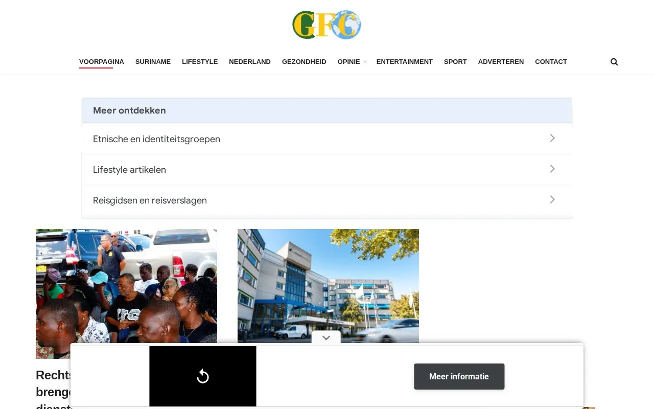 GFC Nieuws homepage screenshot