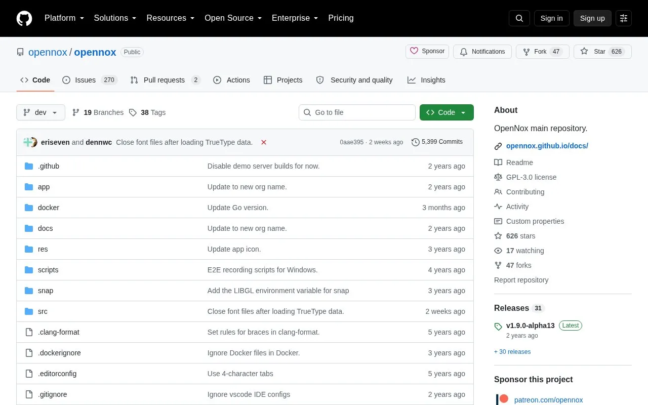 OpenNox homepage screenshot