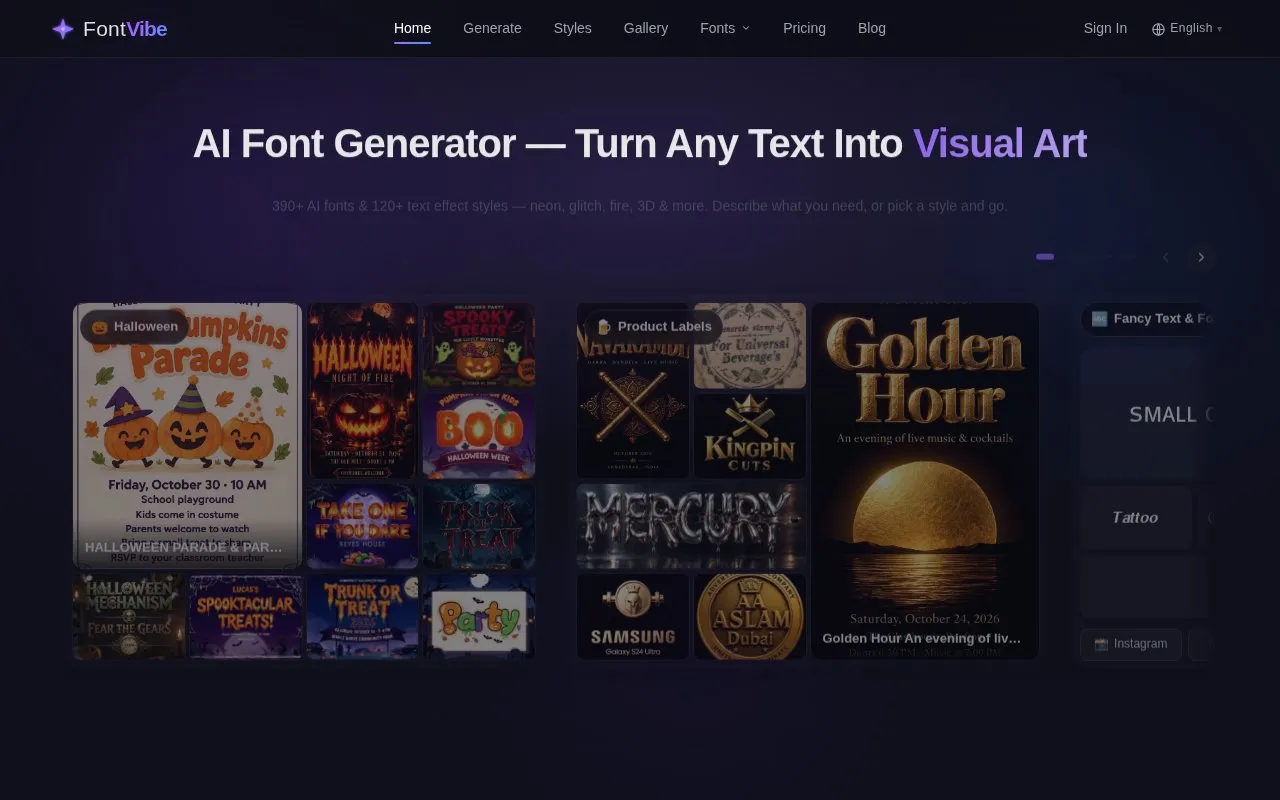 FontVibe homepage screenshot