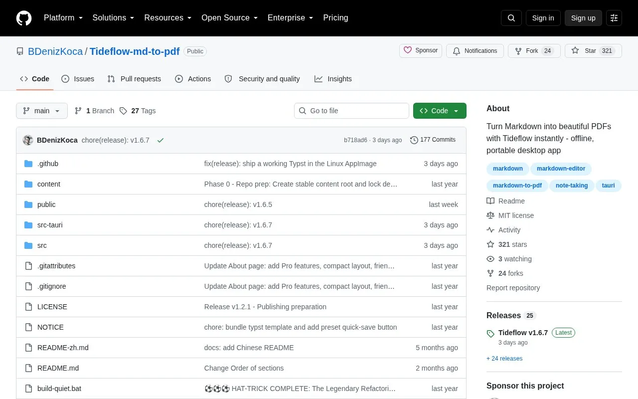 Tideflow homepage screenshot