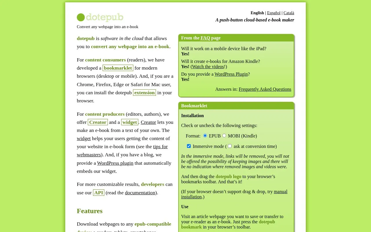 dotepub homepage screenshot