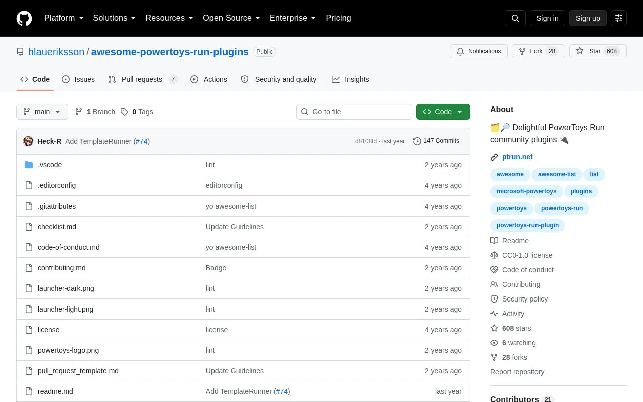 Plugins homepage screenshot