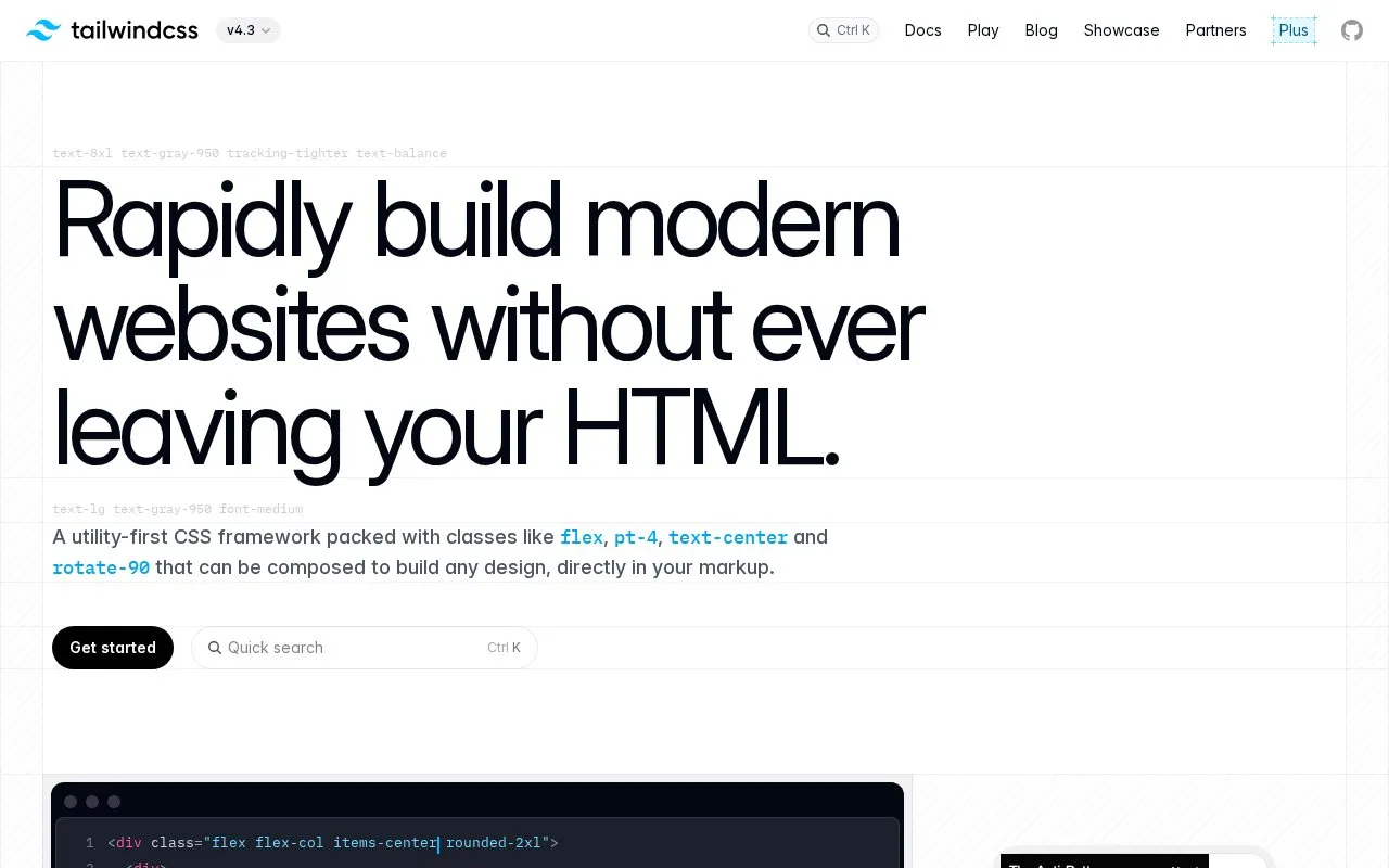 Tailwind CSS homepage screenshot