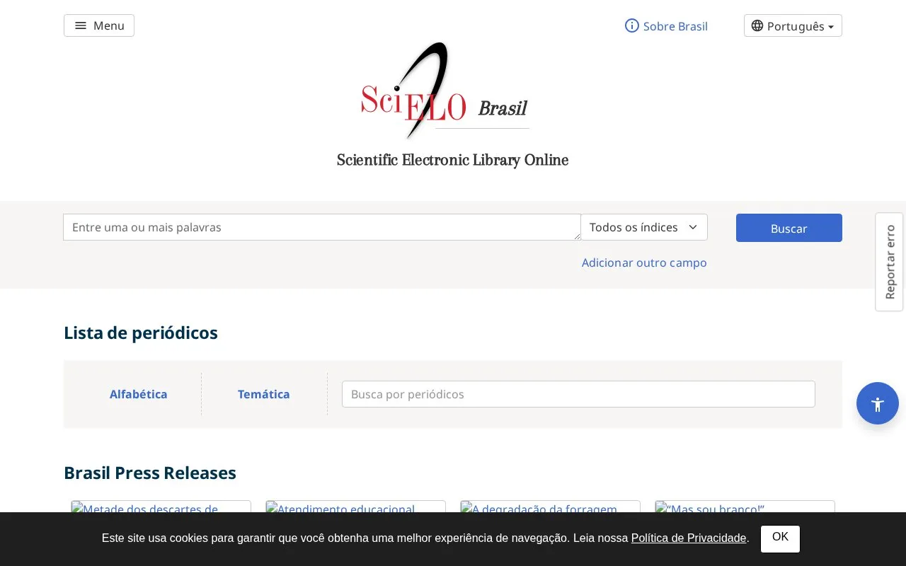 SciELO Brasil homepage screenshot