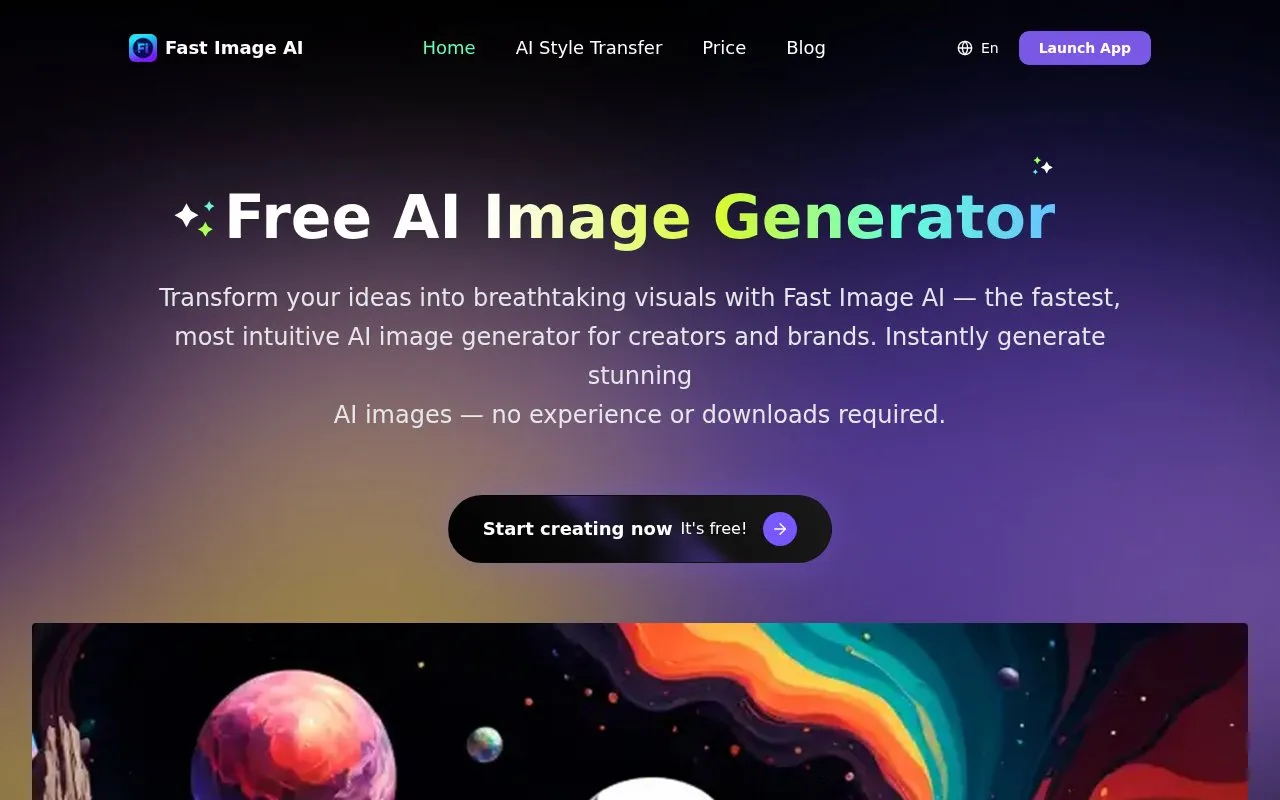 Fast Image AI homepage screenshot