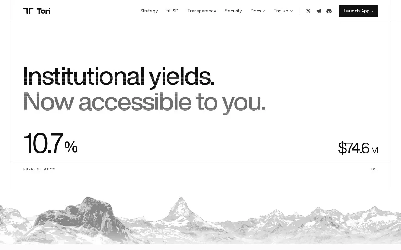 Tori Finance homepage screenshot