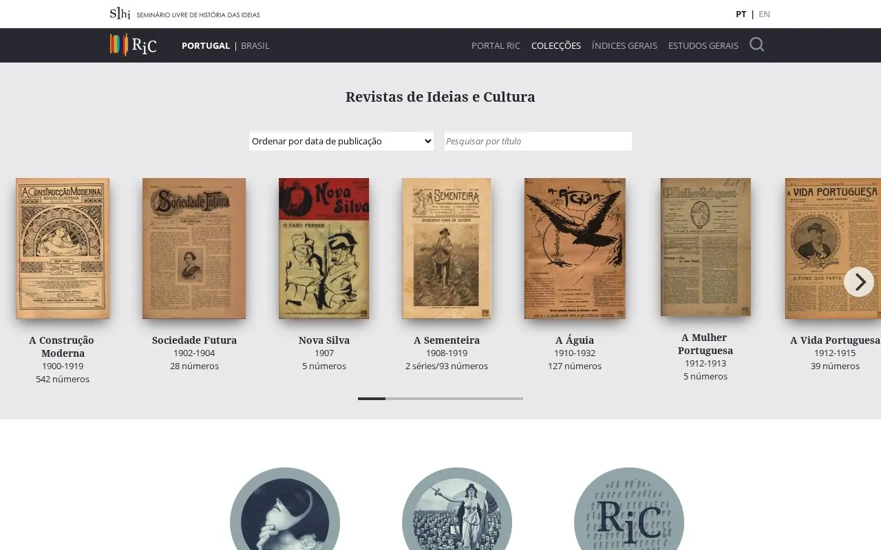 Revistas de Ideias e Cultura homepage screenshot