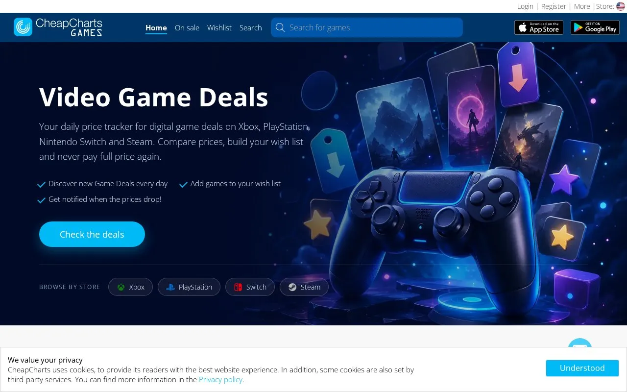 CheapCharts homepage screenshot