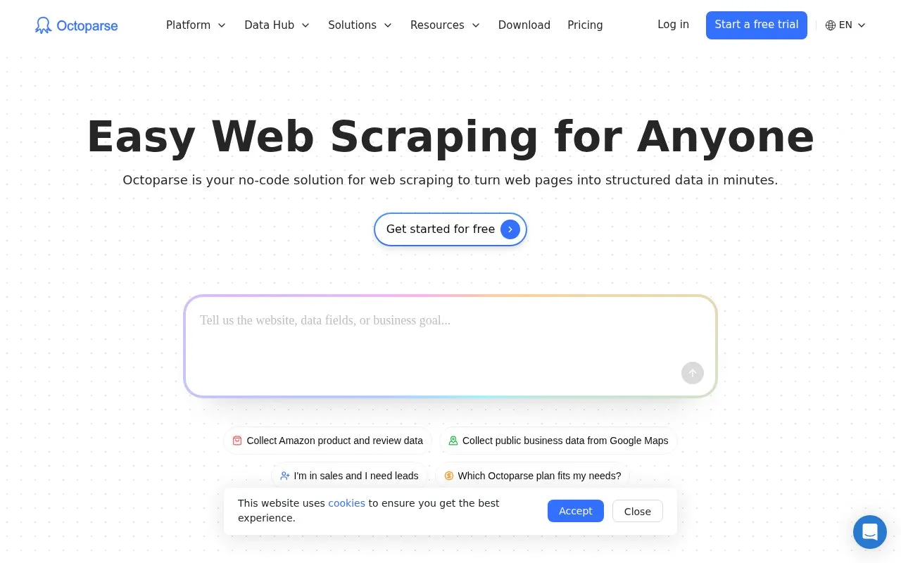 Octoparse homepage screenshot