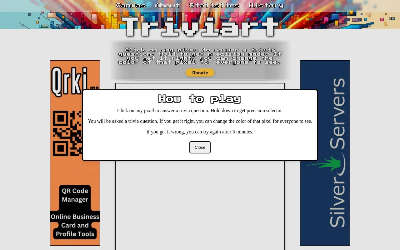 Triviart homepage screenshot