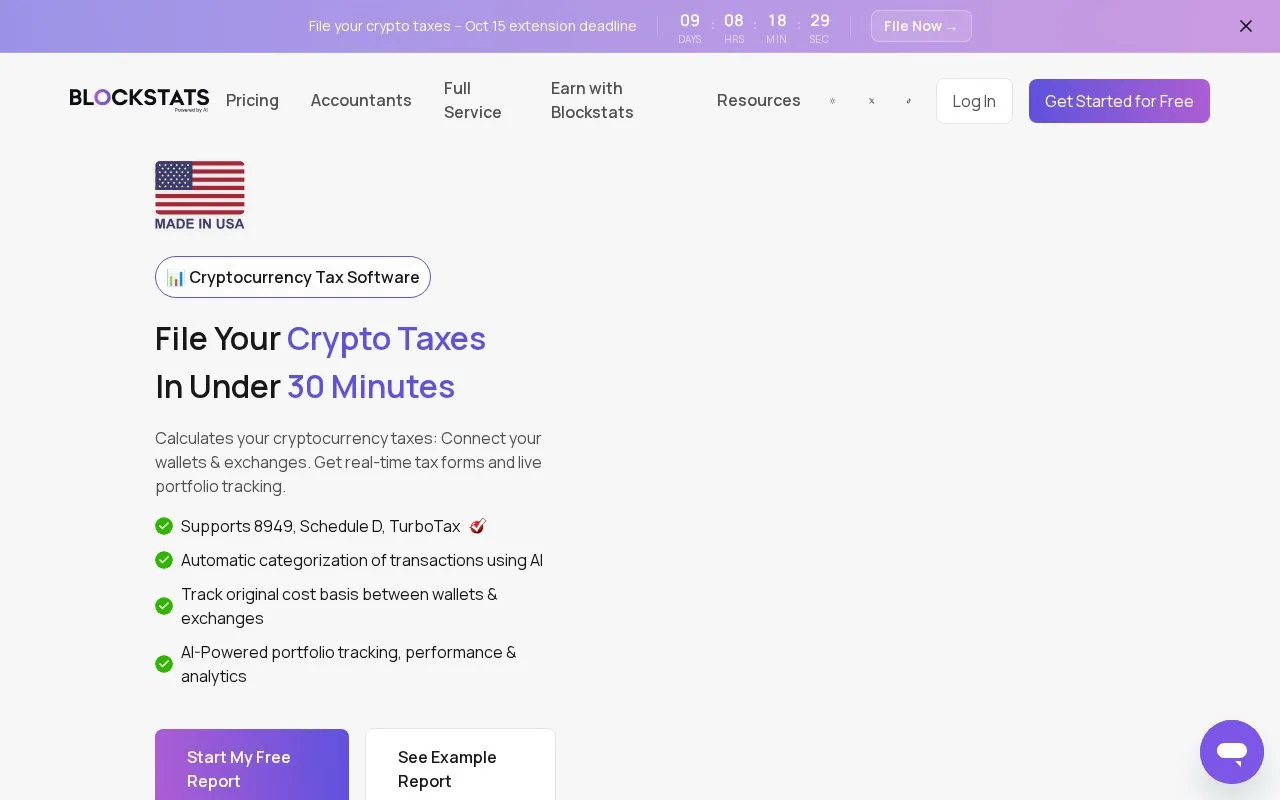 Blockstats homepage screenshot