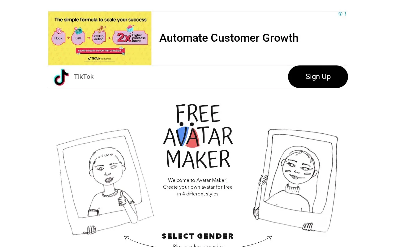 Avatar Maker homepage screenshot
