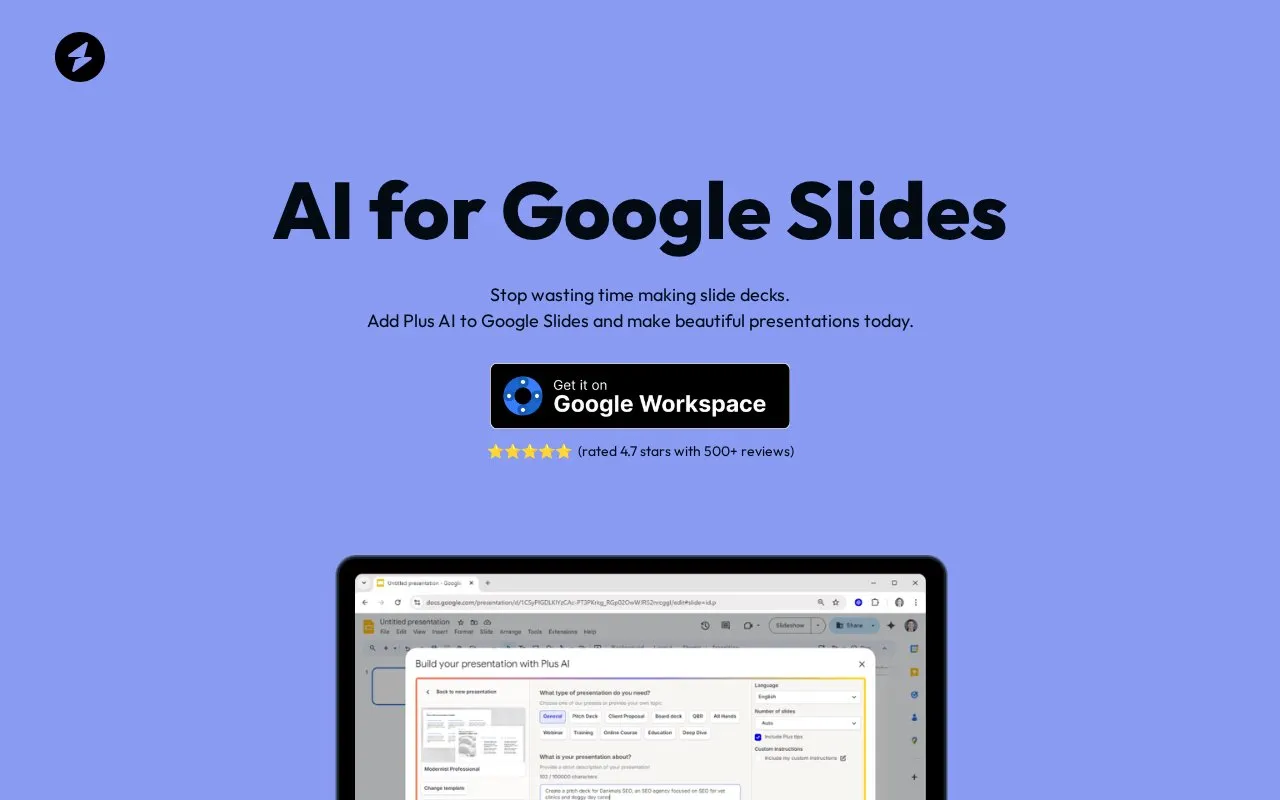 AI for Google Slides homepage screenshot
