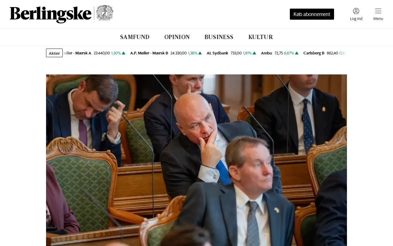 Berlingske homepage screenshot