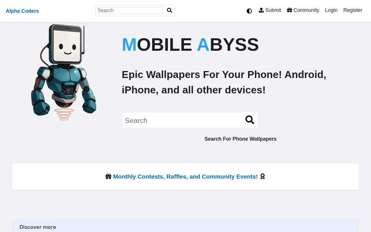 Mobile Abyss homepage screenshot