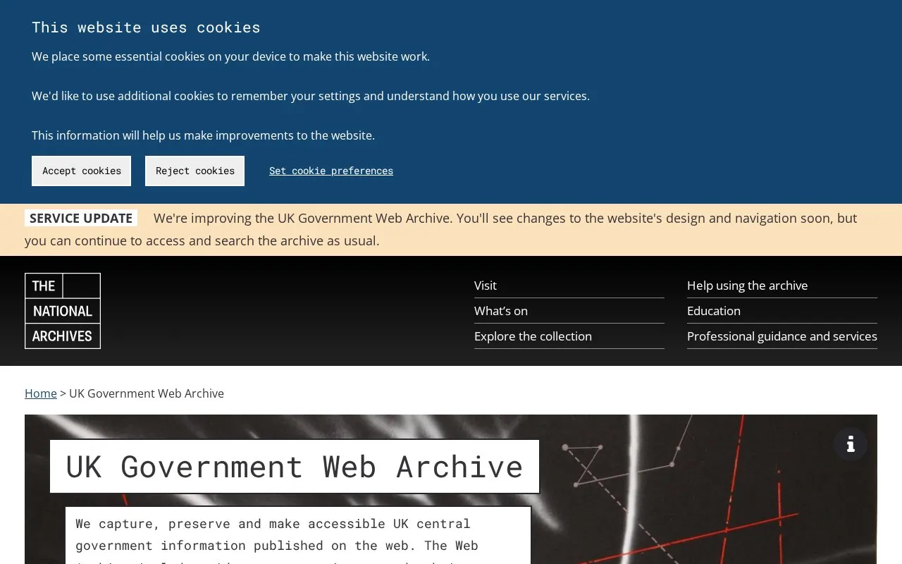 National Archives homepage screenshot