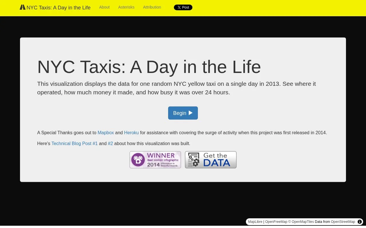 NYC Taxi Visualization Blog homepage screenshot