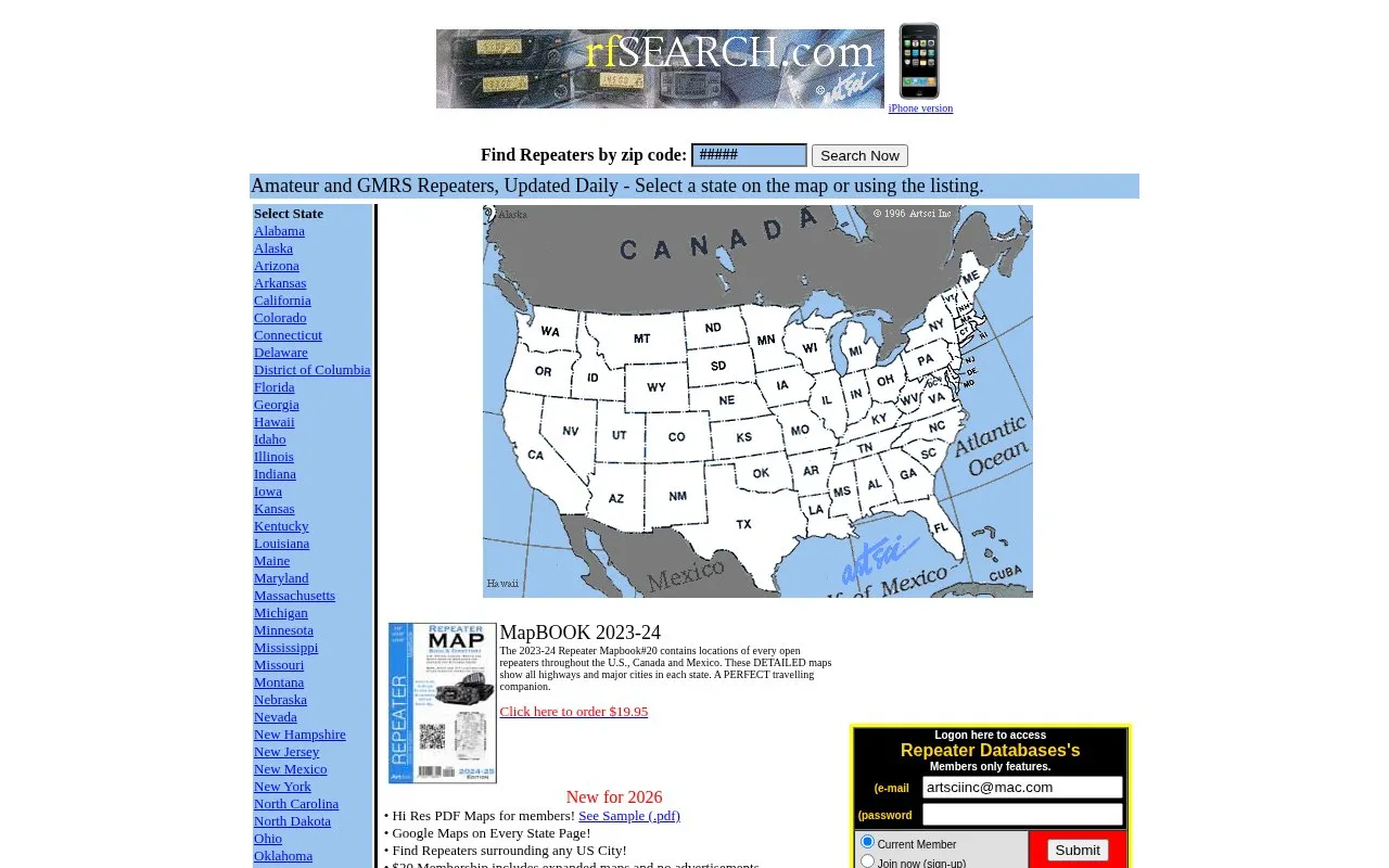 Rfsearch.com homepage screenshot