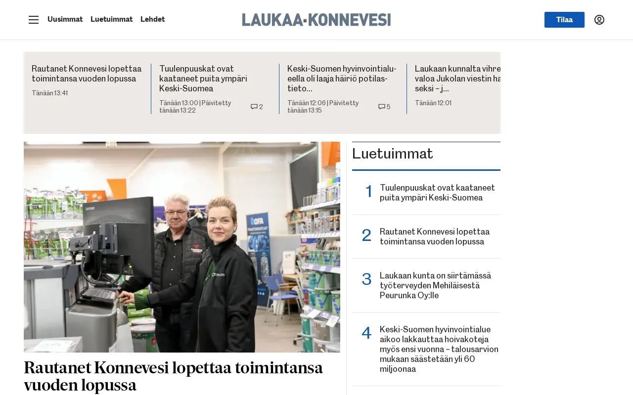 Laukaa-Konnevesi homepage screenshot