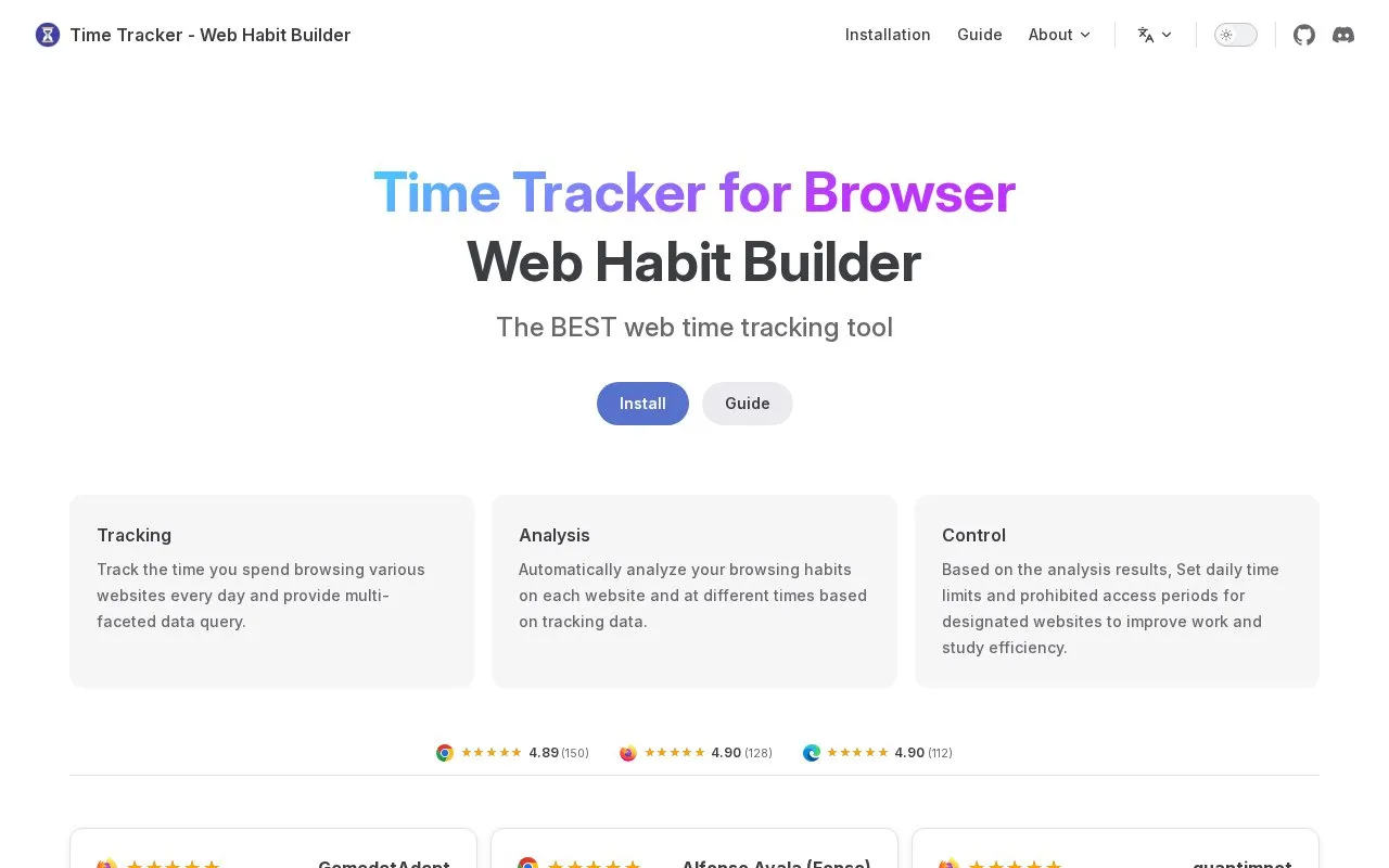 Time Tracker homepage screenshot
