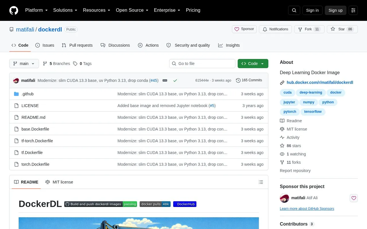 DockerDL homepage screenshot