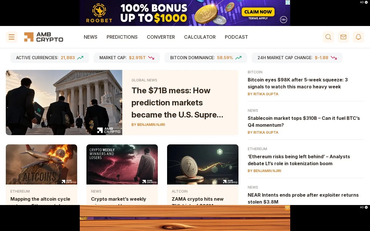 AMBCrypto homepage screenshot