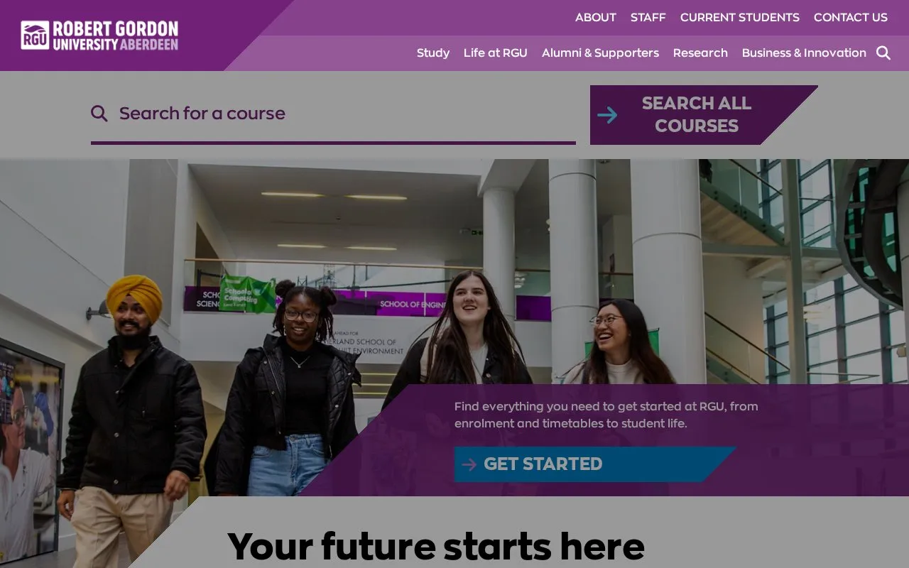 Robert Gordon University homepage screenshot