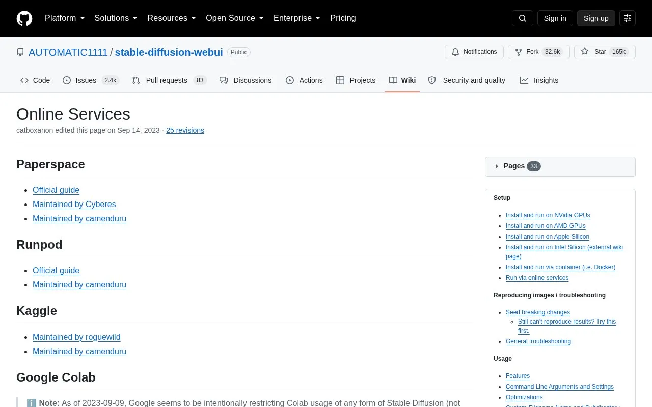 Online Services homepage screenshot
