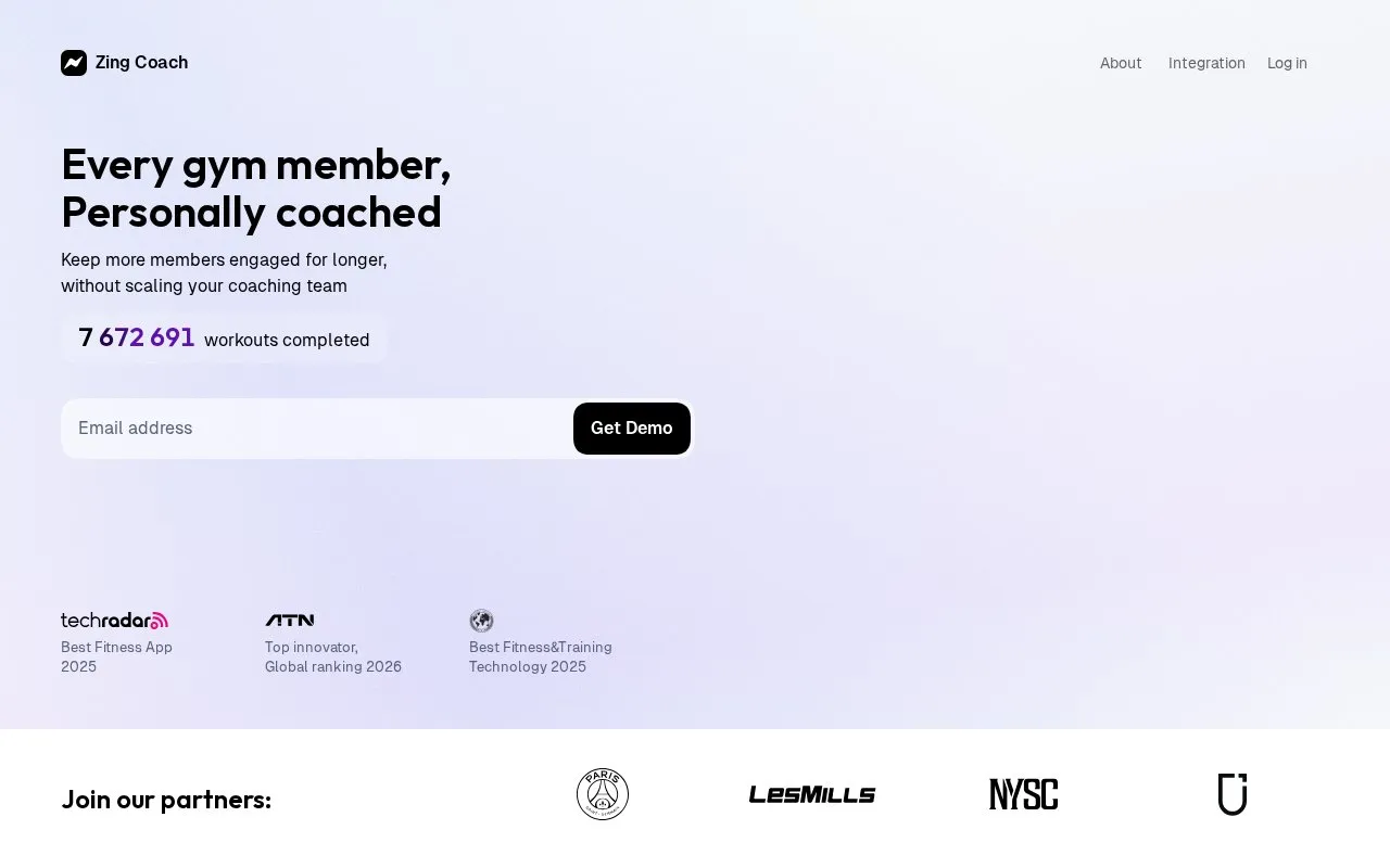 Zing Coach homepage screenshot