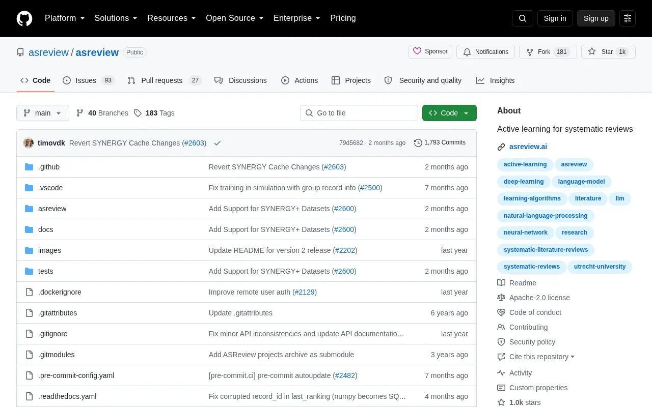 opensource homepage screenshot