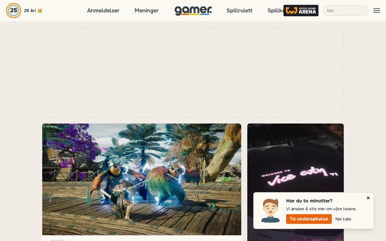 Gamer.no homepage screenshot