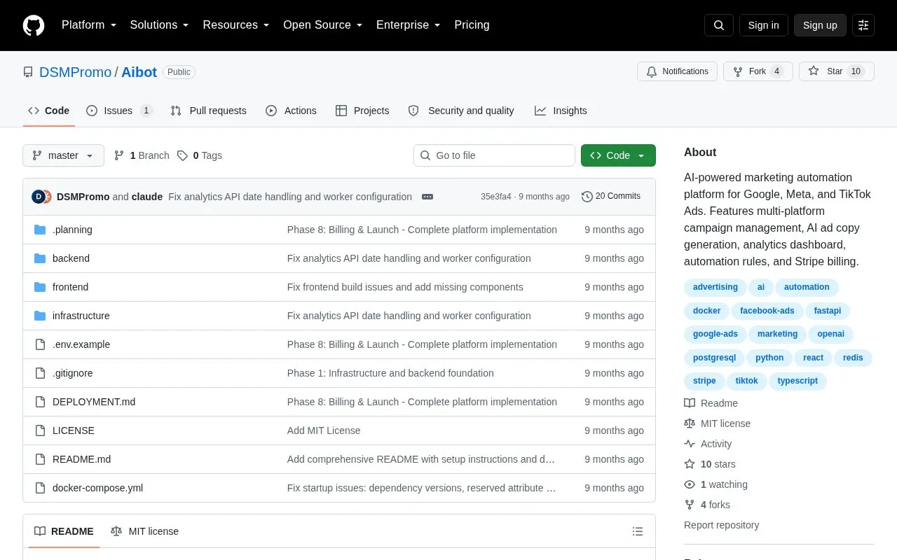 Aibot homepage screenshot
