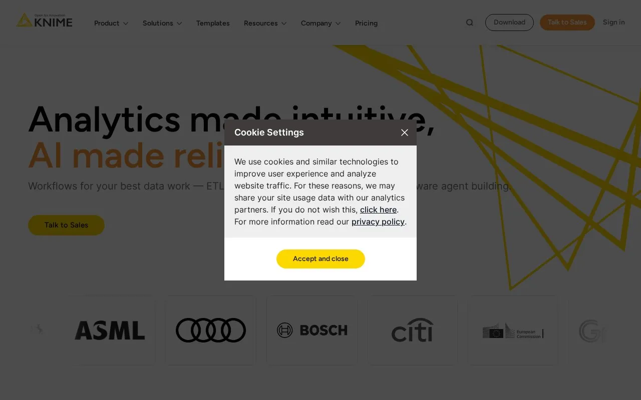 KNIME homepage screenshot