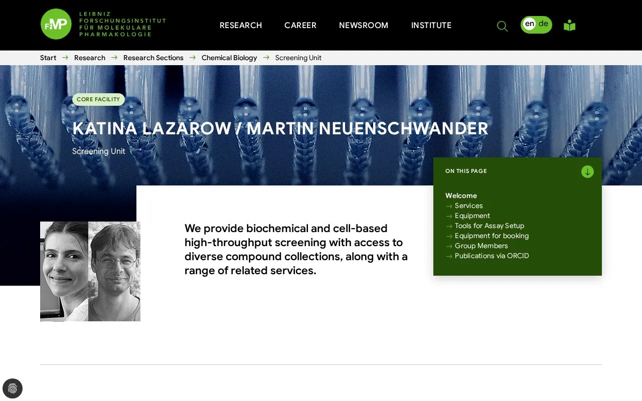 Screening Unit Berlin-Buch homepage screenshot